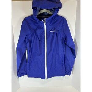 Columbia KIDS Jacket Girls 14-16 Hooded Windbreaker Nylon Full Zip Raincoat Lrg